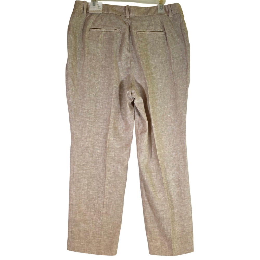 Talbots Southampton Straight Leg 100% Linen Pants Tan Beige 12P Petite NWT - Picture 3 of 10